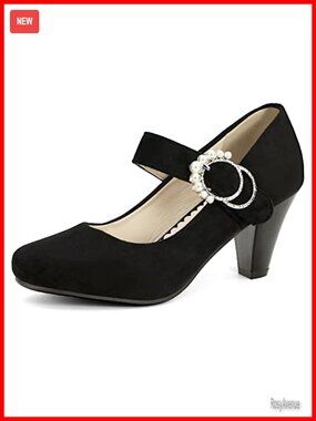 Mary Jane Bow Closed Toe Block Heel Pumps Faux Suede Victorian 1920s Dress Shoes